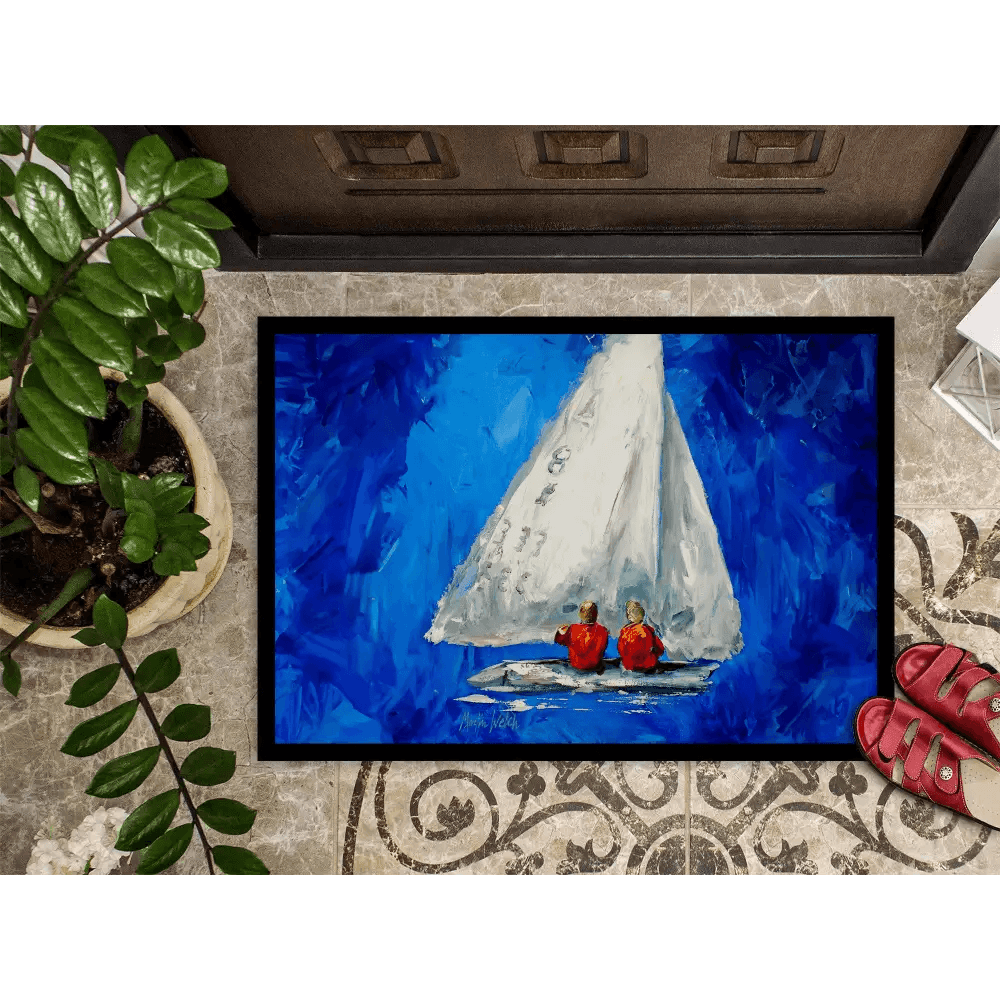 NEW Twos Company Sailboat Doormat Non Slip Indoor Outdoor Rug - Estalios