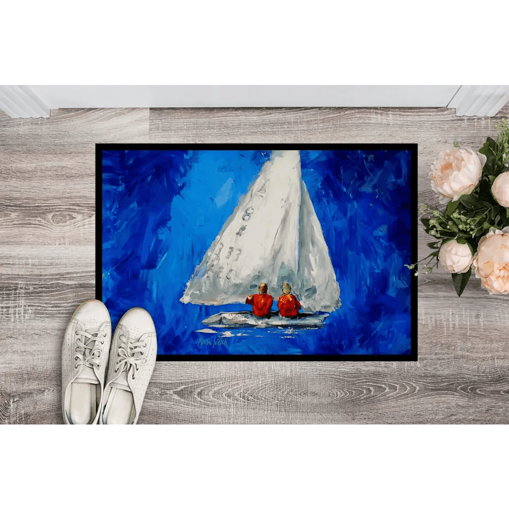 NEW Twos Company Sailboat Doormat Non Slip Indoor Outdoor Rug - Estalios