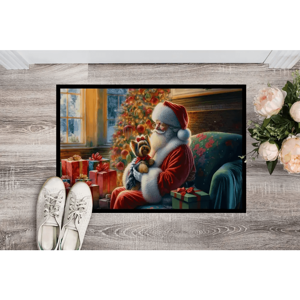 Santa's Landing Pad: Rectangular Santa Doormat! Get Ready to Deck your Halls with the Rectangular Santa Claus Floor Mat, the Perfect Christmas - Estalios