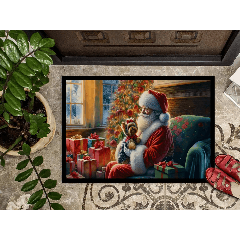 Santa's Landing Pad: Rectangular Santa Doormat! Get Ready to Deck your Halls with the Rectangular Santa Claus Floor Mat, the Perfect Christmas - Estalios