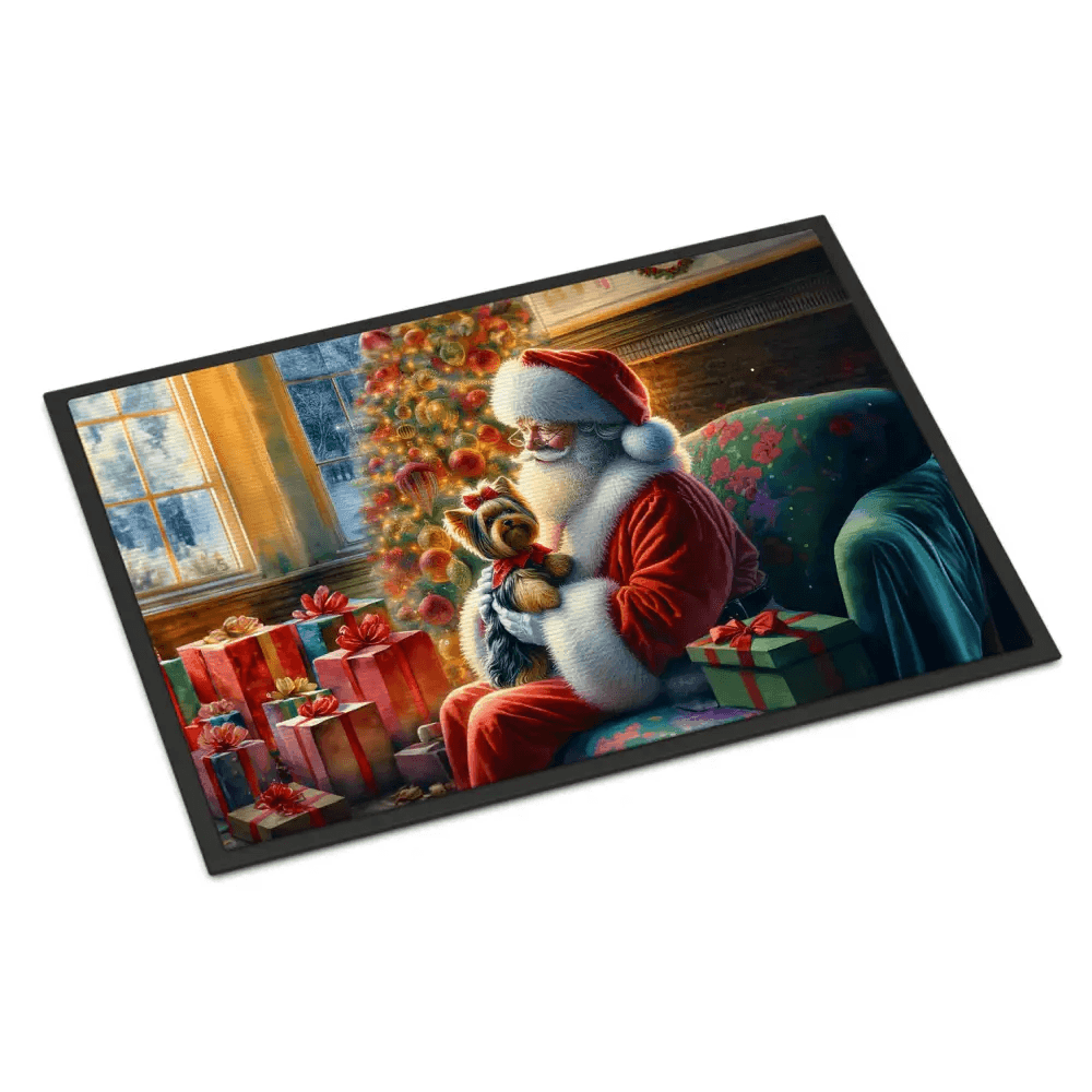 Santa's Landing Pad: Rectangular Santa Doormat! Get Ready to Deck your Halls with the Rectangular Santa Claus Floor Mat, the Perfect Christmas - Estalios