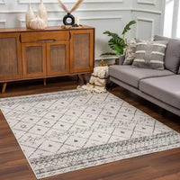 Newville Area Rug with Boho Geometric Design in Ivory Gray - Home Decor