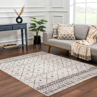 Newville Area Rug with Boho Geometric Design in Ivory Gray - Home Decor