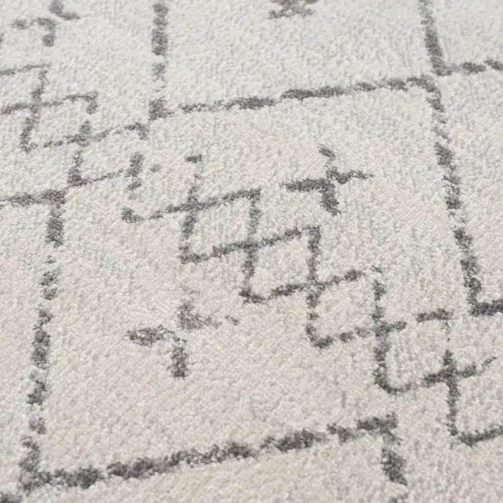 Newville Area Rug with Boho Geometric Design in Ivory Gray - Home Decor