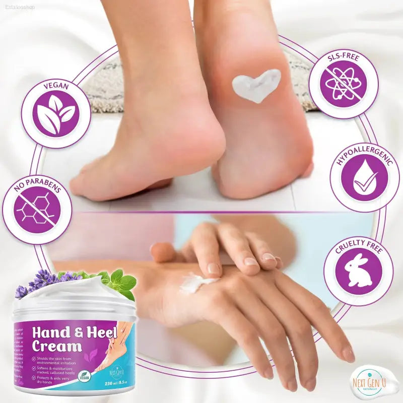 Next Gen U Cracked Hands & Heel Repair Cream - 8.5oz Ultra Moisturizing Formula for Extremely Dry and Sore Skin - Estalios
