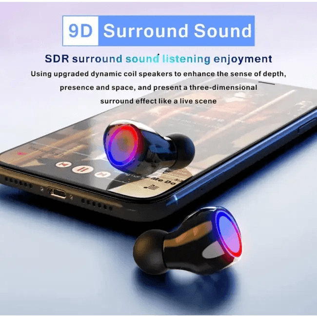 Sleek Chrome Wireless Earbuds with Charging Case Upgrade - Estalios