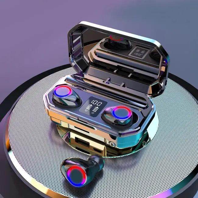 Sleek Chrome Wireless Earbuds with Charging Case Upgrade - Estalios