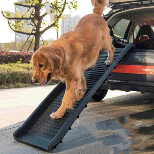 Non-Slip Pet Folding Ladder for Golden Retrievers - Black