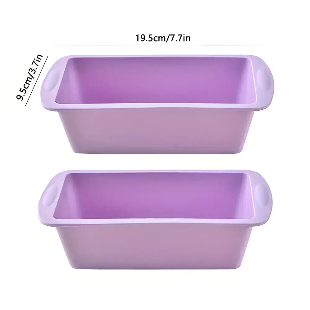 Two lavender silicone loaf pans for baking delicious Christmas cookies