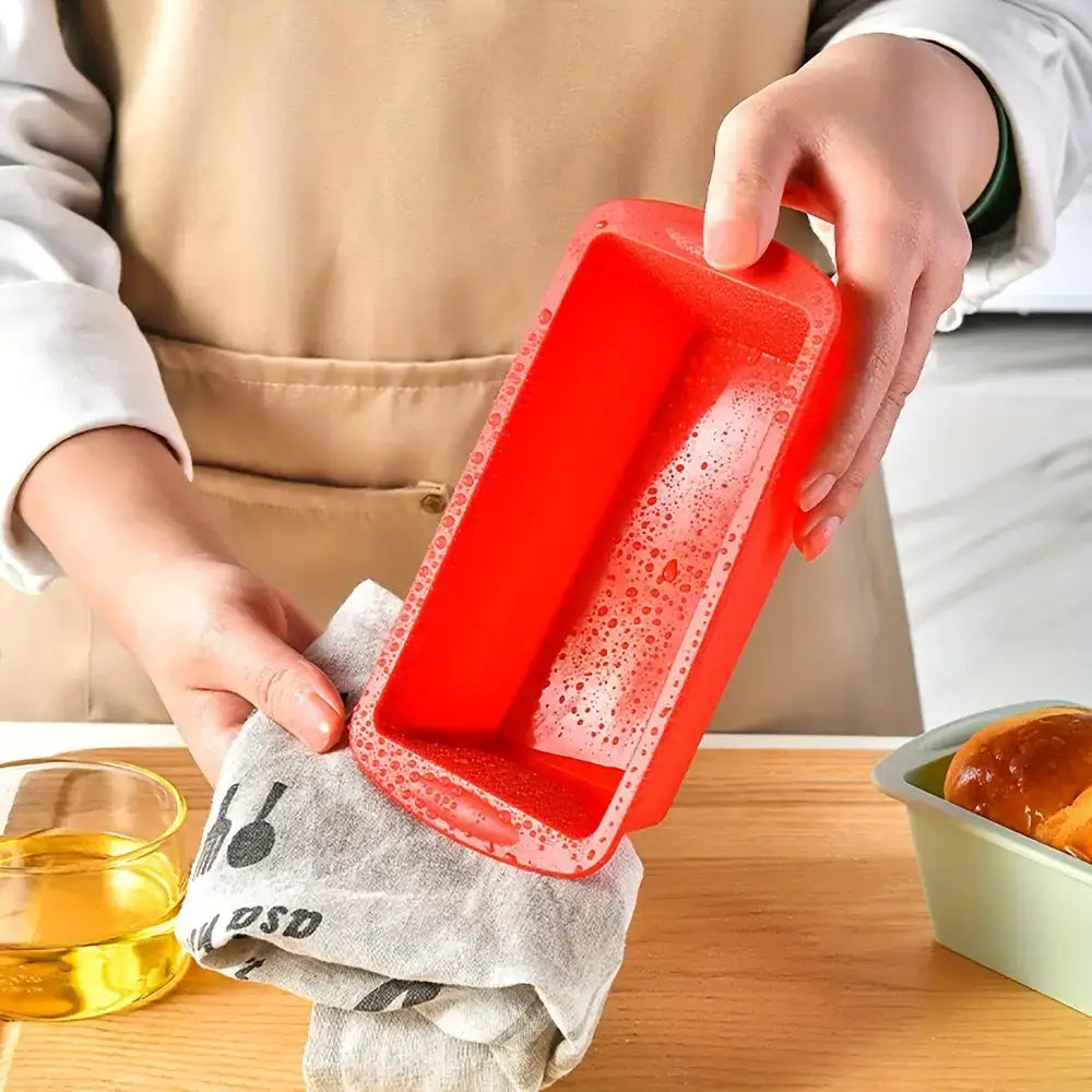 Red silicone loaf pan perfect for making nonstick silicone loaf Christmas cookies