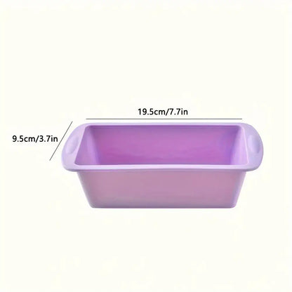 Rectangular purple nonstick silicone loaf pan with handles for baking Christmas cookies