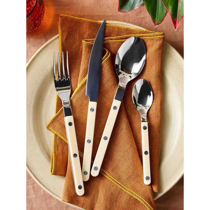 Ivory-handled silverware set from Nordic Bistrot Style 8-Piece Flatware collection