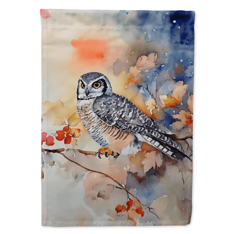 Northern Hawk Owl House Flag for Vibrant Outdoor Decor - Estalios