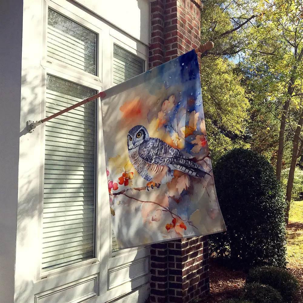 Northern Hawk Owl House Flag for Vibrant Outdoor Decor - Estalios