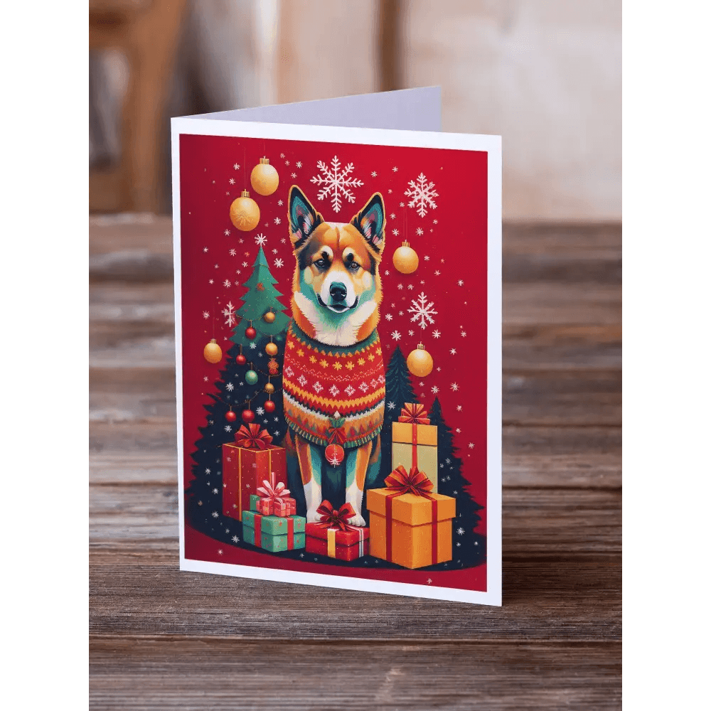 Norwegian Buhund Holiday Greeting Cards Pack with Envelopes - Estalios