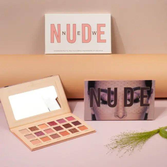 Glam Nude Eyeshadow Palette w Brush & Mirror for Flawless Looks - Estalios