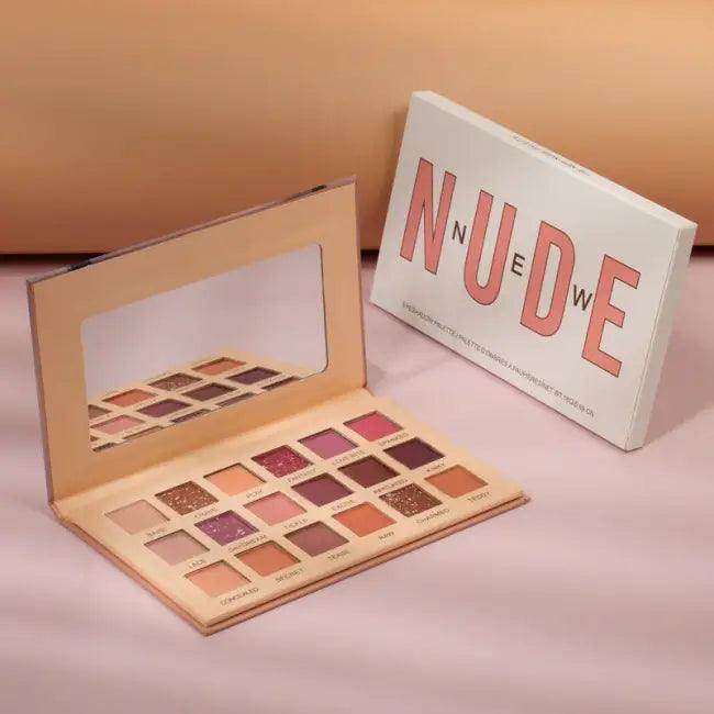 Glam Nude Eyeshadow Palette w Brush & Mirror for Flawless Looks - Estalios