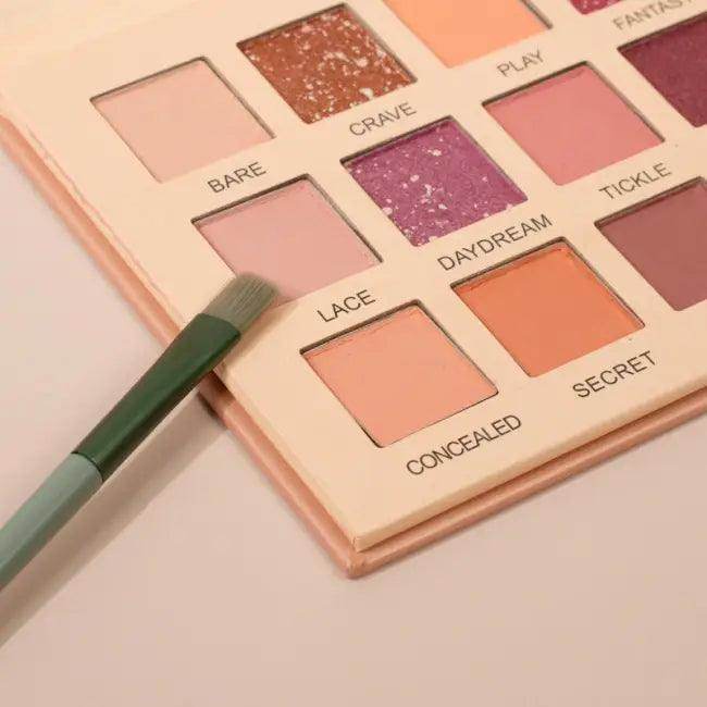 Glam Nude Eyeshadow Palette w Brush & Mirror for Flawless Looks - Estalios