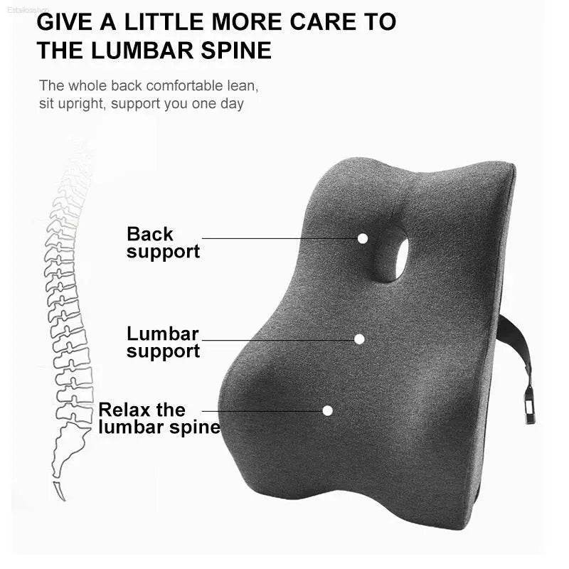 Office Waist Pillow Ergonomic Lumbar Support Memory Cotton - Estalios