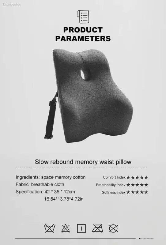 Office Waist Pillow Ergonomic Lumbar Support Memory Cotton - Estalios