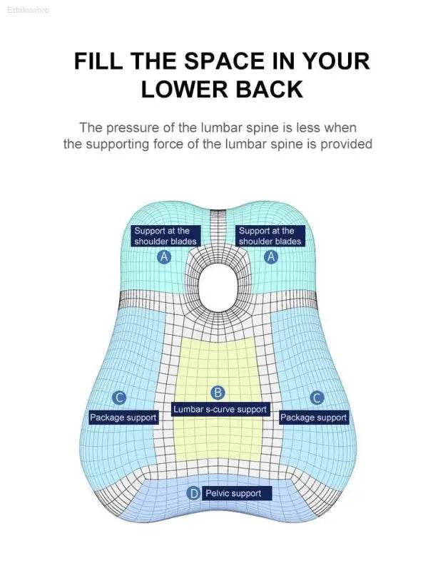 Office Waist Pillow Ergonomic Lumbar Support Memory Cotton - Estalios