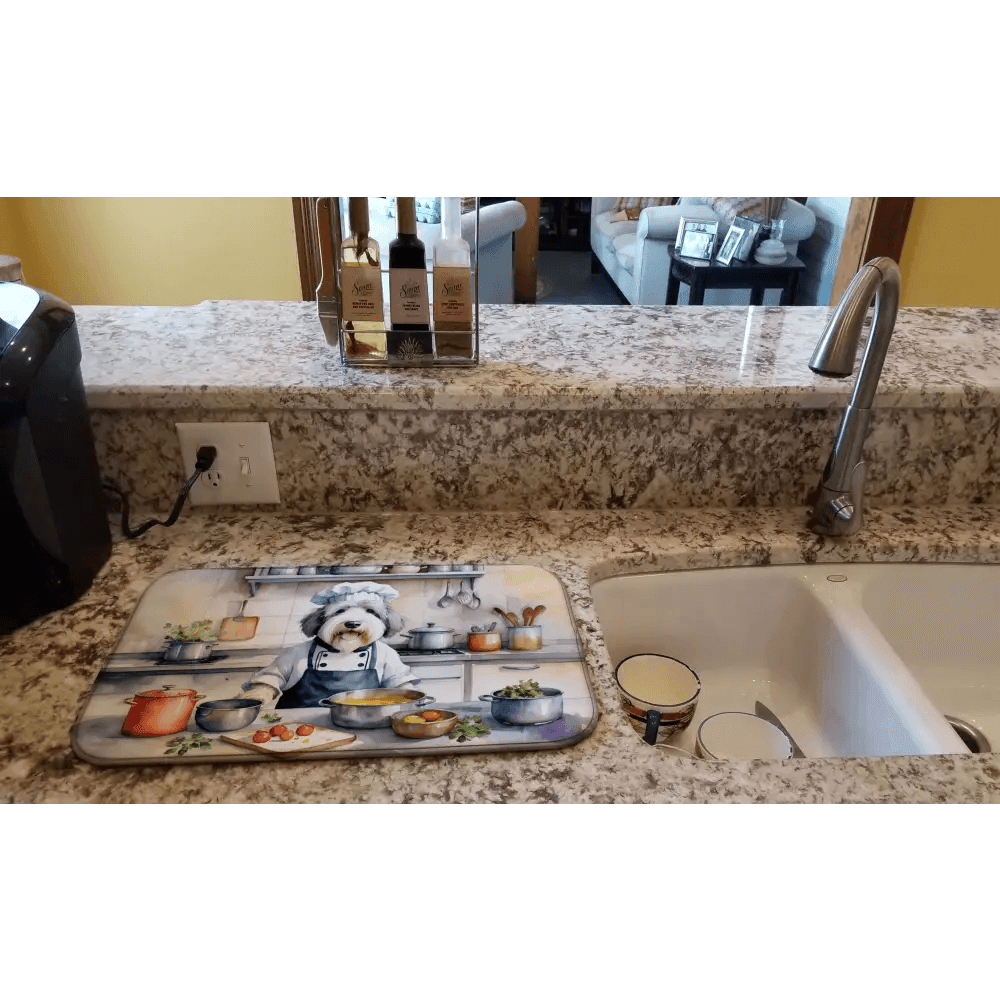 Culinary Canine Dish Drying Mat: Paw-some Drying Mat! Chef Dog Dish Drying Mat: where Culinary Charm Meets Kitchen Cleanliness Introducing the Chef Dog - Estalios