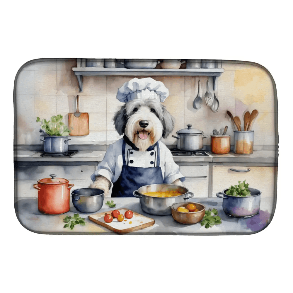 Culinary Canine Dish Drying Mat: Paw-some Drying Mat! Chef Dog Dish Drying Mat: where Culinary Charm Meets Kitchen Cleanliness Introducing the Chef Dog - Estalios
