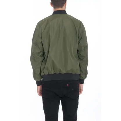 Olive green bomber jacket, perfect mens vinyl waterproof windbreaker for stylish outings