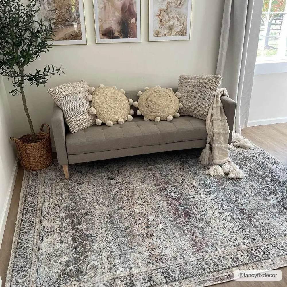 Olive Holi-2304 Washable Area Rug for Easy Cleaning - Estalios