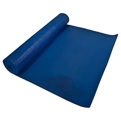 Partially rolled blue Omsutra Studio Yoga Mat showcasing vibrant colors