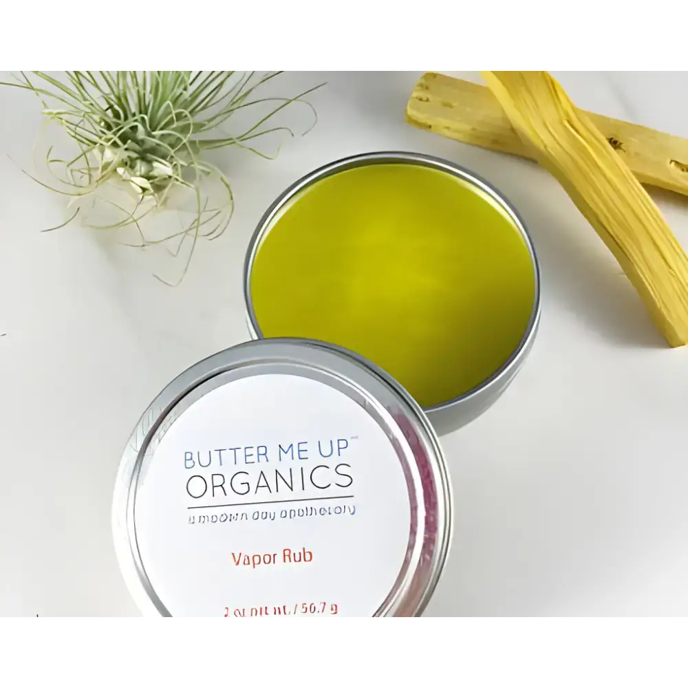 Butter Me Up Organics Open Tin Organic Vapor Rub with handmade organic vapor and essential oils