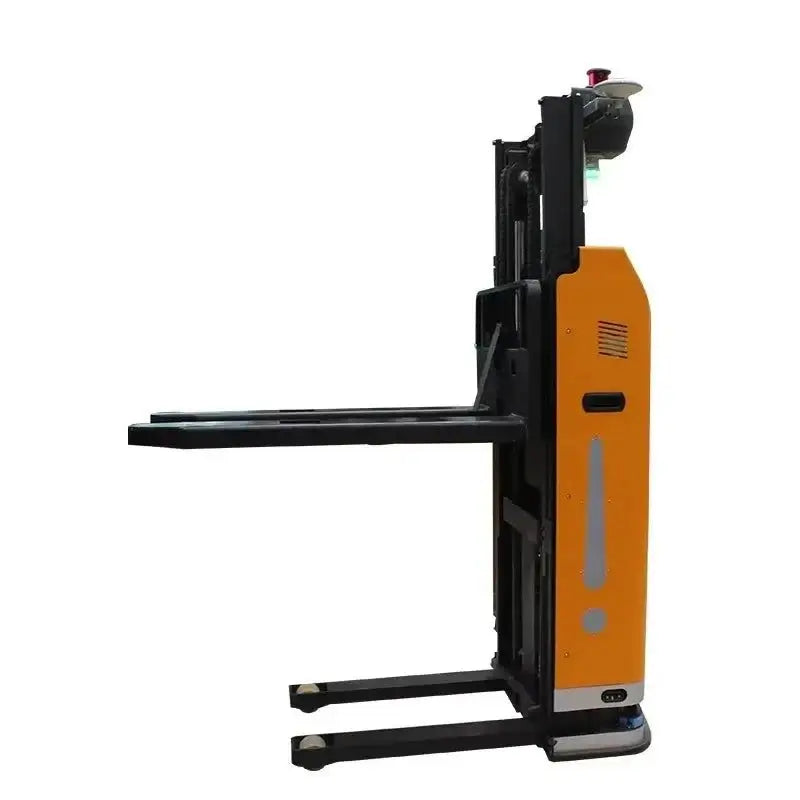 Orange Automated Forklift showcasing forklift width 373px for efficient warehouse tasks