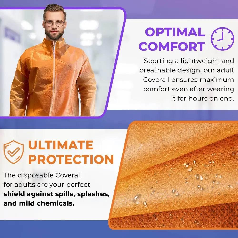 Pack of 25 Orange Disposable Coveralls for Men/Women - Estalios