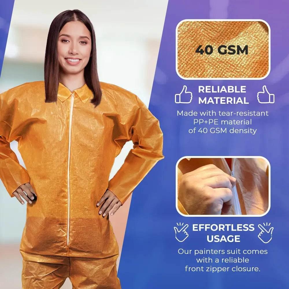 Pack of 25 Orange Disposable Coveralls for Men/Women - Estalios