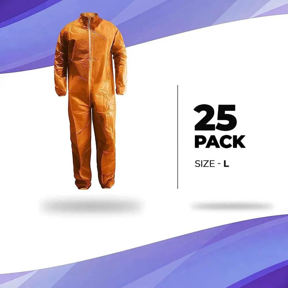 Pack of 25 Orange Disposable Coveralls for Men/Women - Estalios