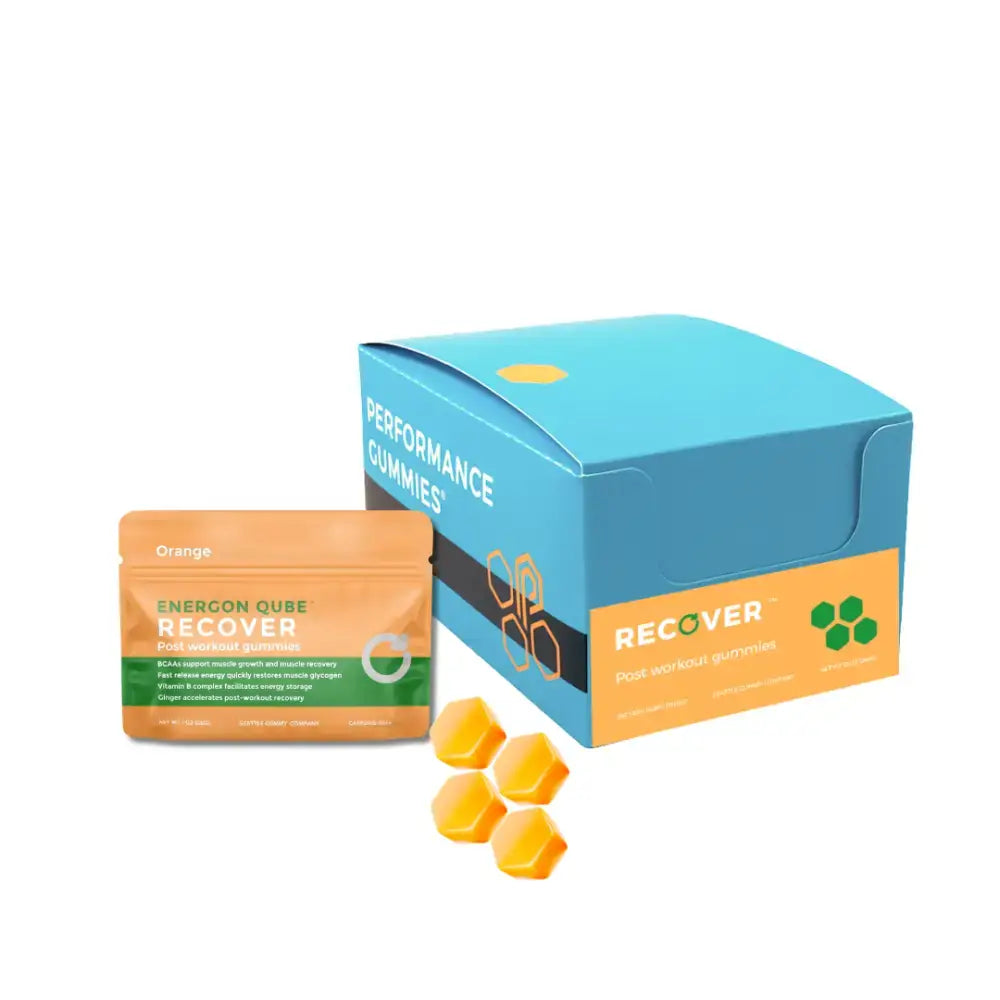 Orange Ginger Post-Workout Gummies in a box, perfect post-workout supplement gummies