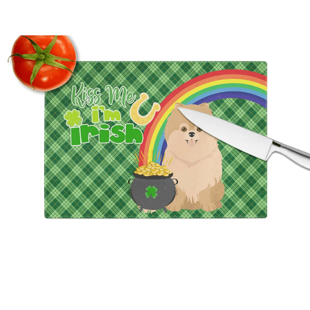 Orange Pomeranian St. Patrick's Day Decorative Cutting Board - Estalios