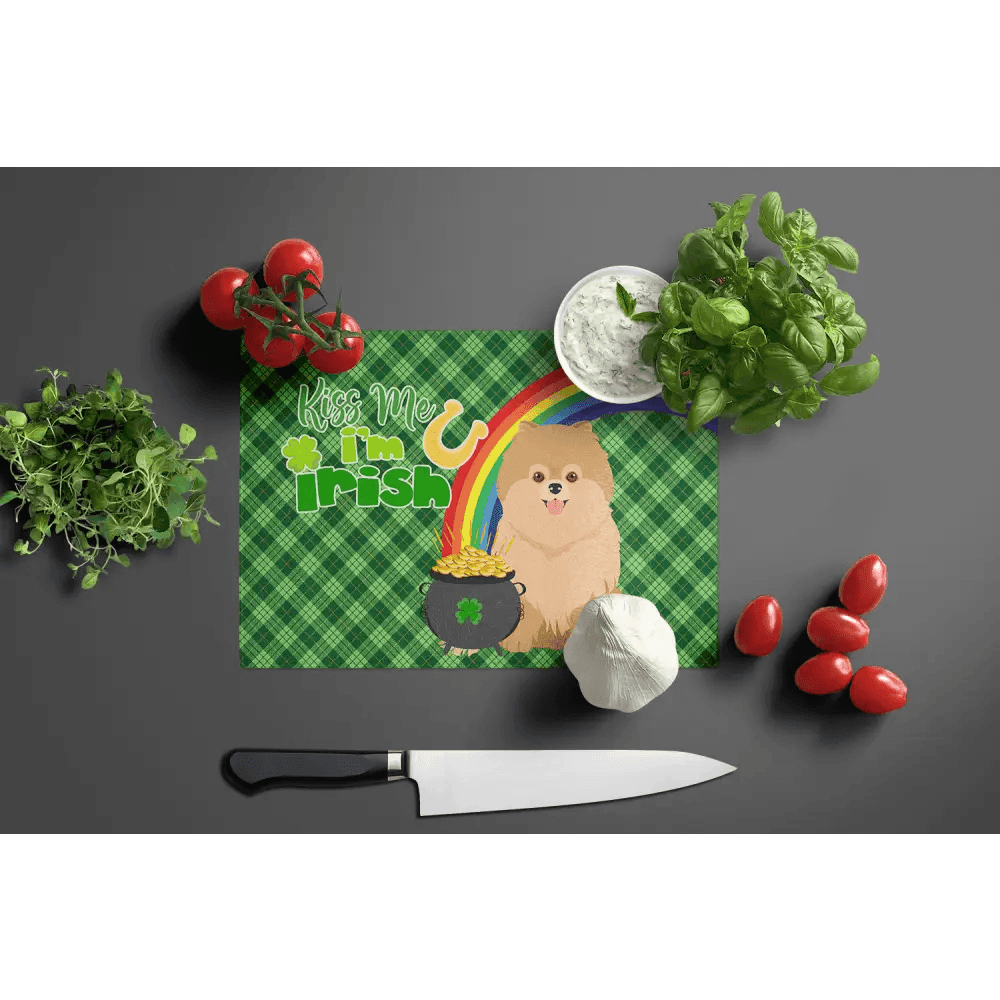 Orange Pomeranian St. Patrick's Day Decorative Cutting Board - Estalios