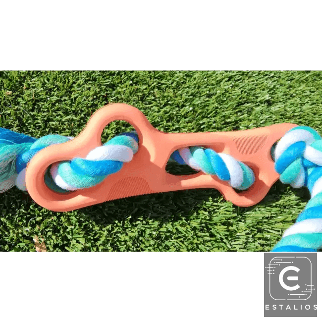 Durable Orange Rubber Bone Dog Chew Toy with Tug Rope - Estalios