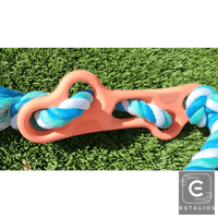Durable Orange Rubber Bone Dog Chew Toy with Tug Rope - Estalios