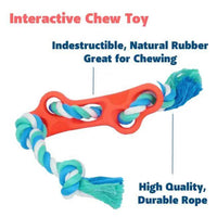 Durable Orange Rubber Bone Dog Chew Toy with Tug Rope - Estalios