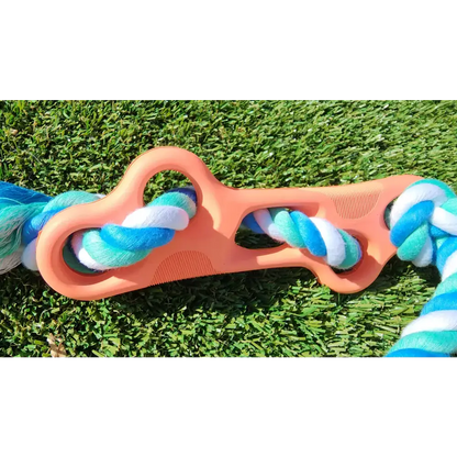 Bright Orange Rubber Bone Dog Chew Tug Rope Toy for fun playtime and tough chewers