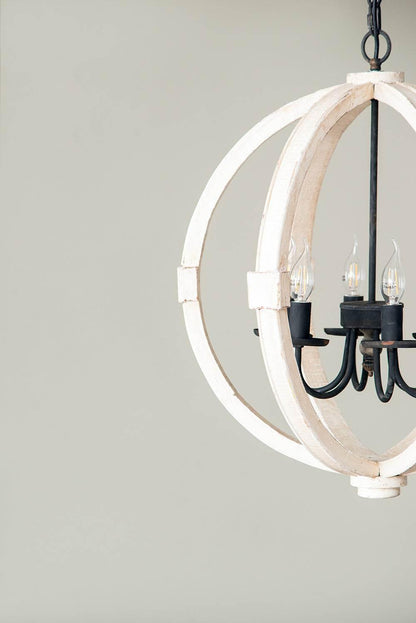 Orbital Farmhouse Chandelier Blends Wood and Metal Elegance - Estalios