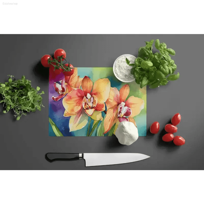 Orchid Bloom Board: Slice in Style! Here's the Product Description: Introducing the Orchid Bloom Board, a Stunning and Functional Addition to any Kitchen - Estalios