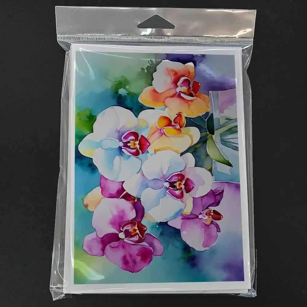 Orchids in Watercolor Greeting Cards Pack of 8 Blank Notes - Estalios