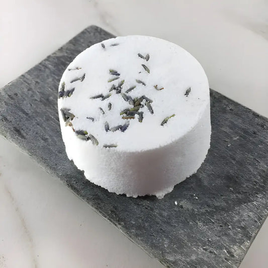 Lavender-infused bath bomb from Organic Aromatherapy Shower Soothers with essential oils