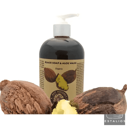 Organic Black Soap and Aloe Wash Pump Bottle 8oz Moisturizing Cleanser - Estalios