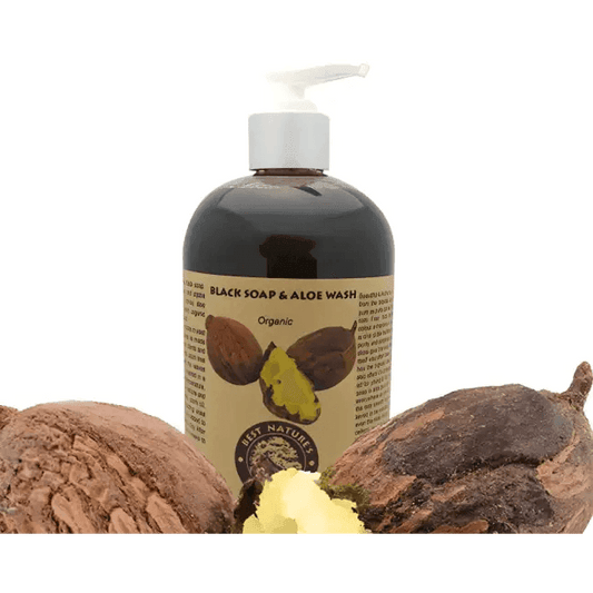 Organic Black Soap and Aloe Wash Pump Bottle 8oz Moisturizing Cleanser - Estalios