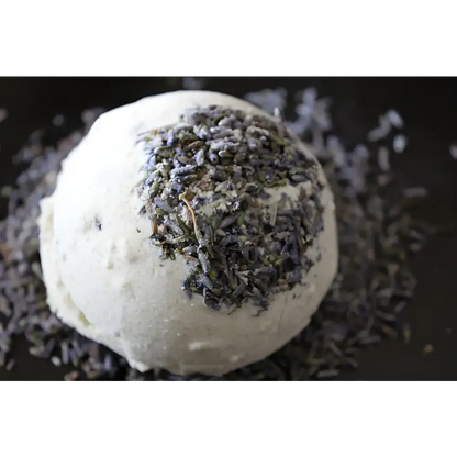 Organic Lavender Bath Bomb Calm in two sizes with a beautiful lavender design