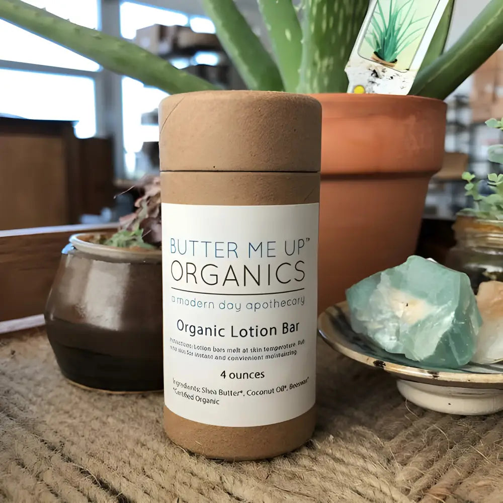 Organic Lotion Bar Shea Butter Bliss in a cardboard tube, soft and eco-friendly